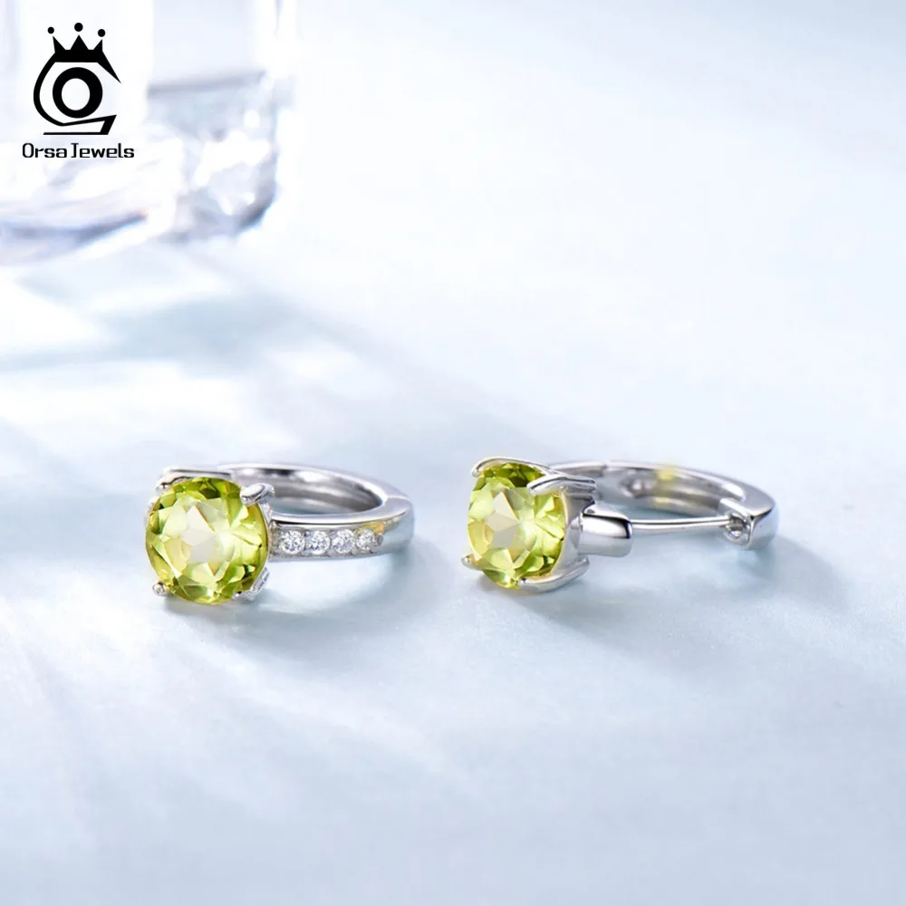 ORSA JEWELS Твердые 925 пробы серебряные серьги-кольца подлинный голубой топаз цитрин роскошные женские вечерние ювелирные изделия для помолвки VSE02
