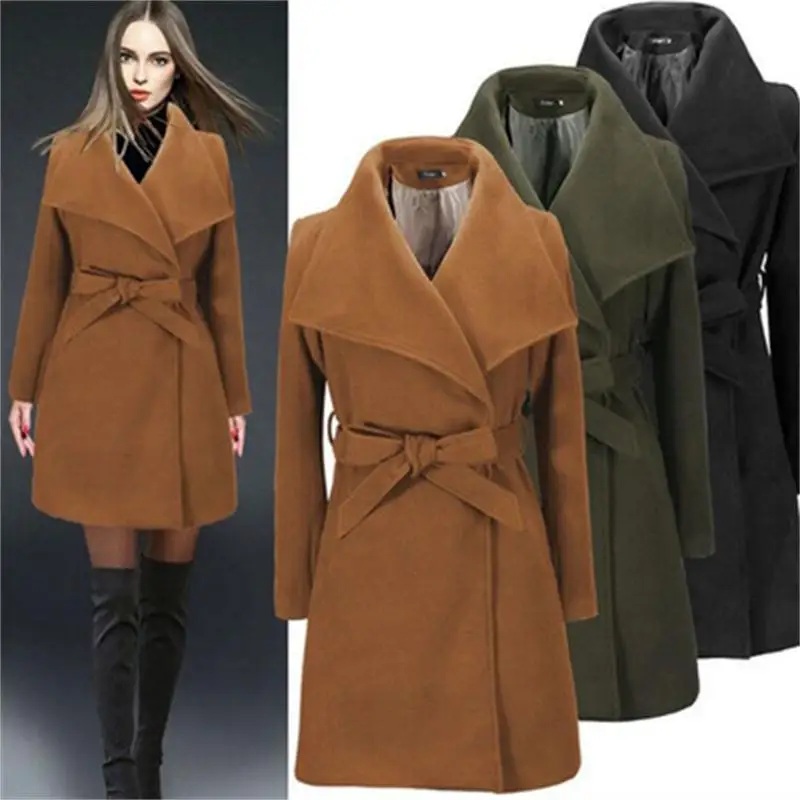 

Women's autumn and winter hot European and American women's woolen coat Slim long woolen coat women Wild Coat tide Large size