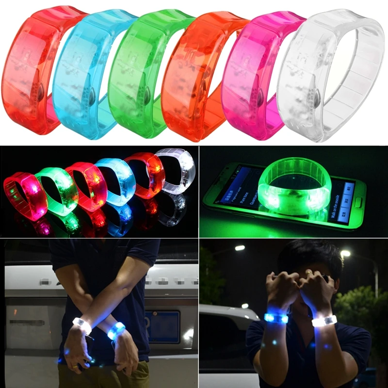 

Jiguoor 6 Colors New Voice Control LED Light Glows Wristbands Bracelet Bangle Party Rave Concert