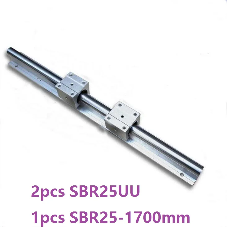 1 шт. SBR25 1700 мм линейная направляющая опорная рейка + 2 SBR25UU линейные подшипниковые