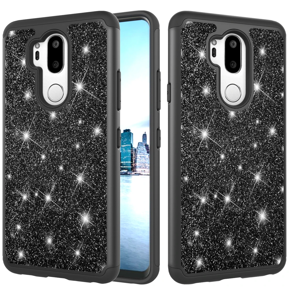 Розовый золотой чехол для телефона s для LG G7 чехол thinq для LG G7 Блестящий со стразами и пайетками силиконовый ПК 2 в 1 двухслойный чехол Fundas