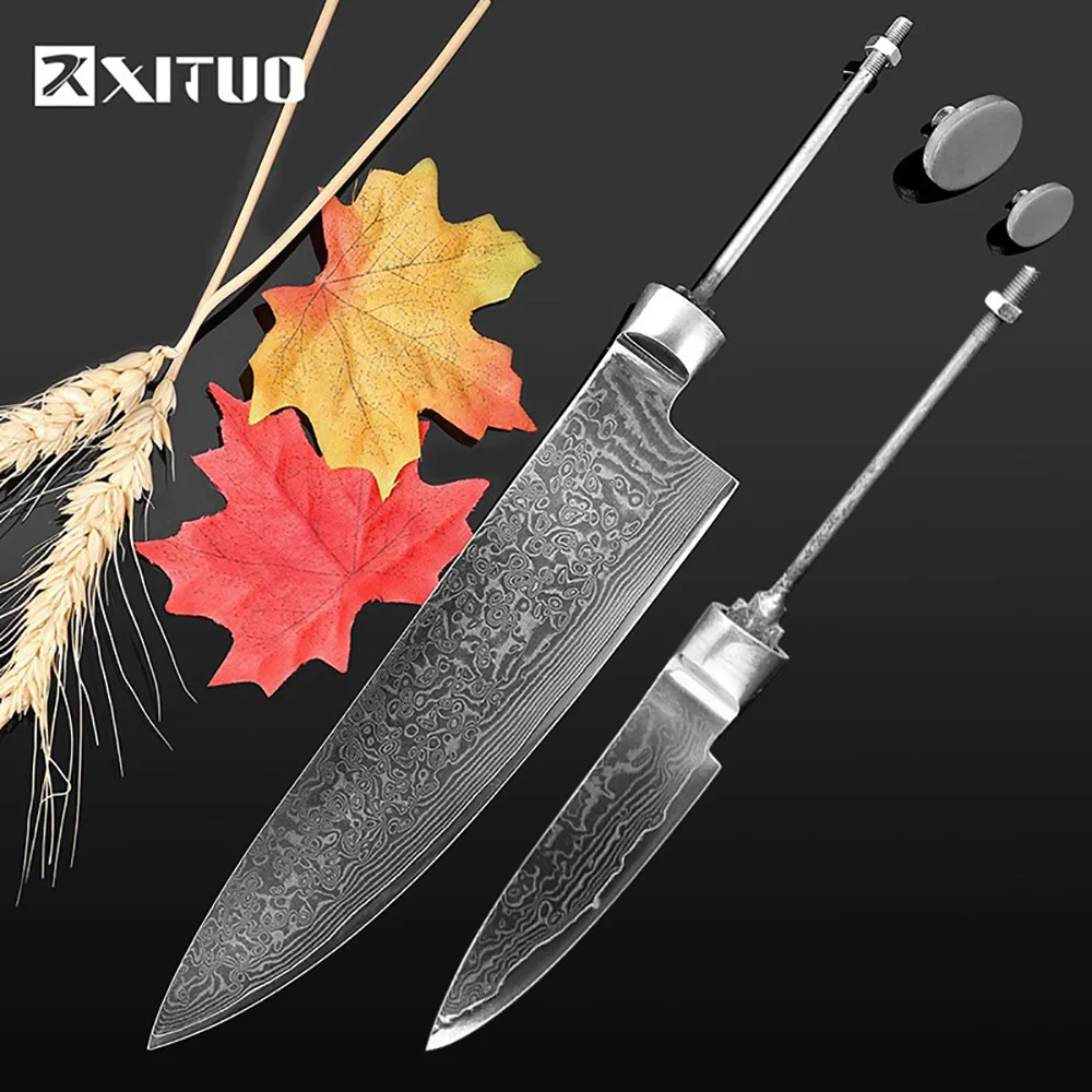 XITUO High Quality Damascus Chef Knife Blade Blank DIY Handmade Creation Kitchen Steel Billet Material Hand Tools Turkey Salmon
