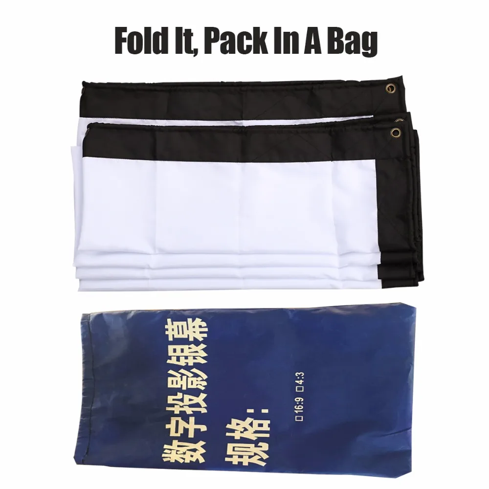 Excelvan 120 дюймов простой в сложенном виде проекционный экран оберточная ткань