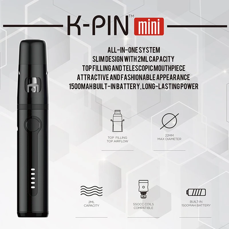 Оригинальный набор для начинающих KangerTech K-PIN Mini с емкостью 1500 мАч 2 мл головкой