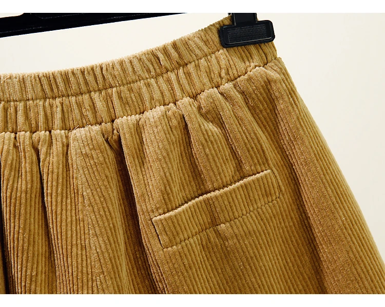 Fall Winter Fashion Woman Lady Korean Wide Leg Khaki Black Corduroy Shorts Casual Autumn Spring Female Loose | Женская одежда
