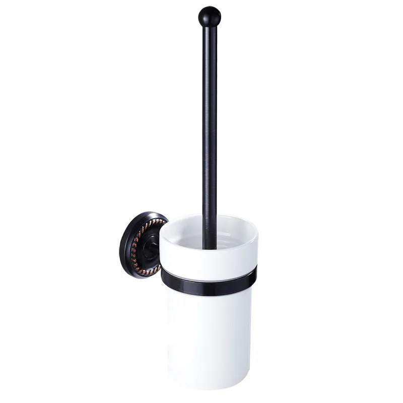 

Free shipping Black bronze copper ceramic bathroom accessories wall hanging toilet brush holder 99014