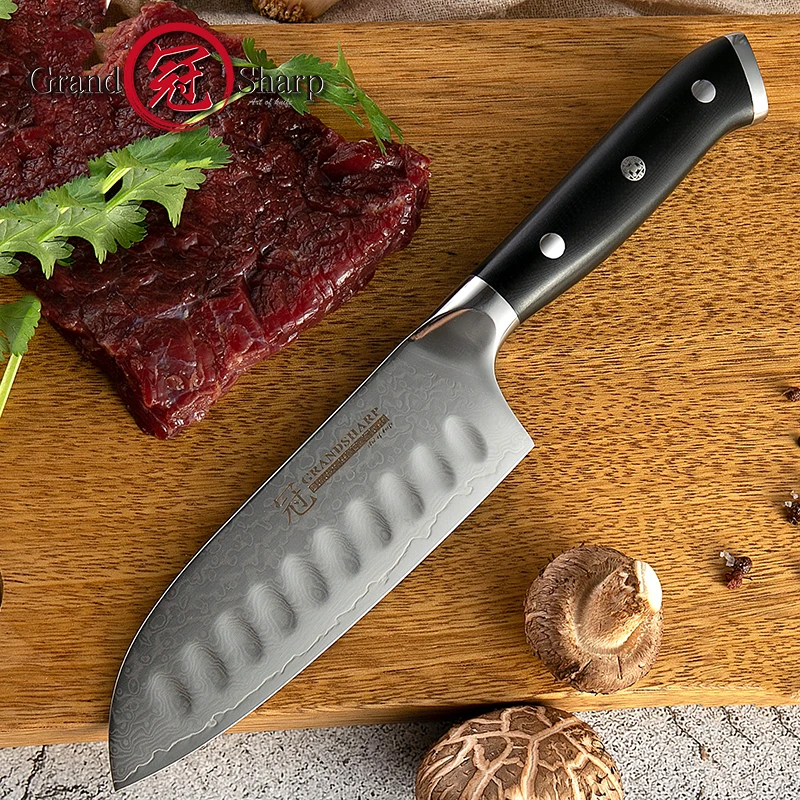 Японский кухонный нож Santoku vg10 5-Дюймовый Нож из дамасской стали 67 слоев
