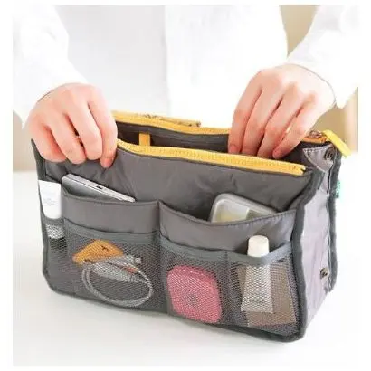 Handbag Pouch Bag in Bag Organiser Insert Organizer Tidy Travel Cosmetic Pocket,Gray