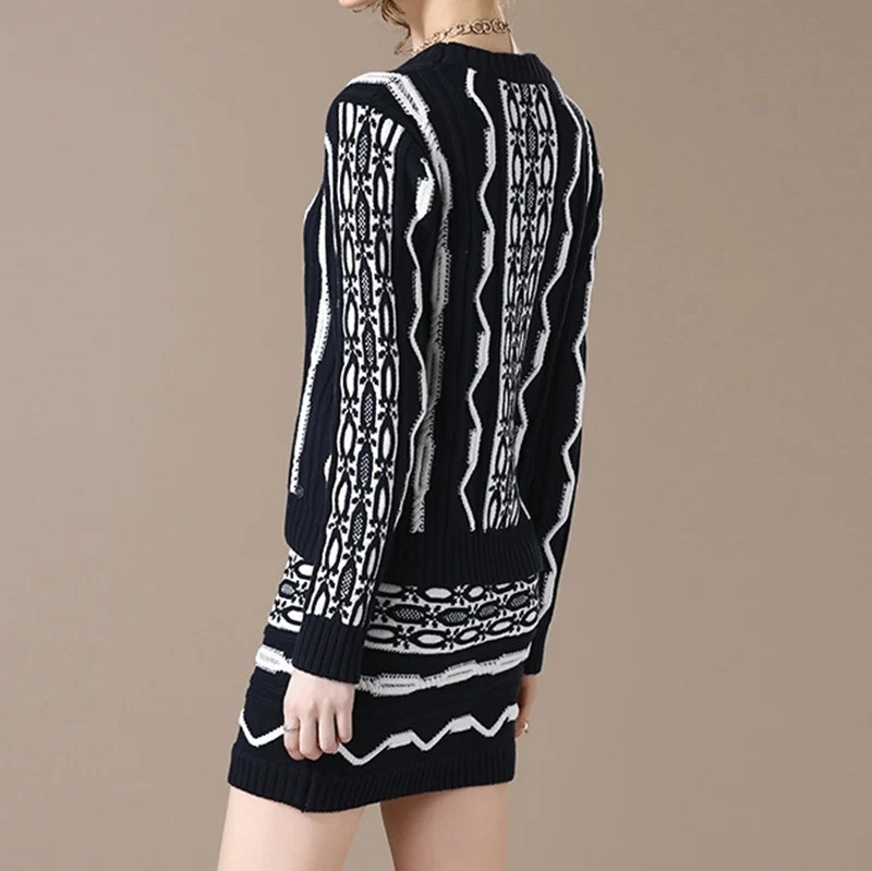 cable knit sweater Contrast twist twisted sleeve + half skirt jacket Z80725 | Женская одежда