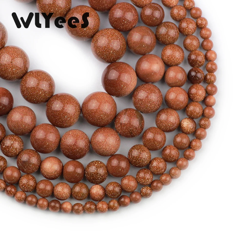 WLYeeS оптовая продажа натуральный камень золотой песок 4 6 8 10 12 мм Круглый свободный