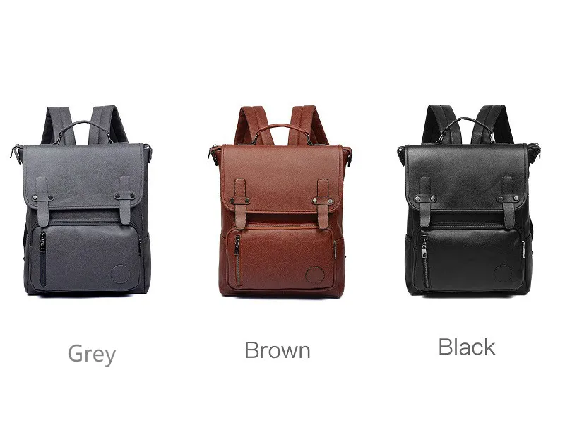 Men Vintage Leather Backpack Travel Laptop Luxury Backpacks Purse School Clear PU Bookbag Retro Back Bag Pack Bagpack sac a dos | Багаж и