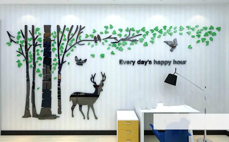 3D акриловые наклейки на стену Дерево гостиная диван ТВ фон настенные Стикеры для