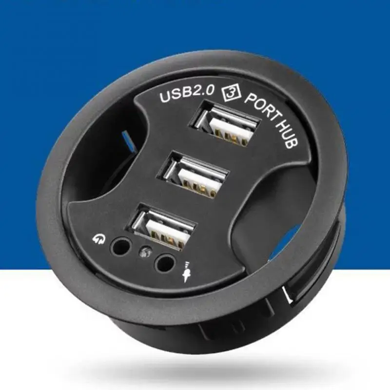 Офисный Компьютерный стол с круглым отверстием USB разветвитель 3 USB концентратора конвертер ноутбук/ПК/Mac интерфейс расширения аудио порт Plug play