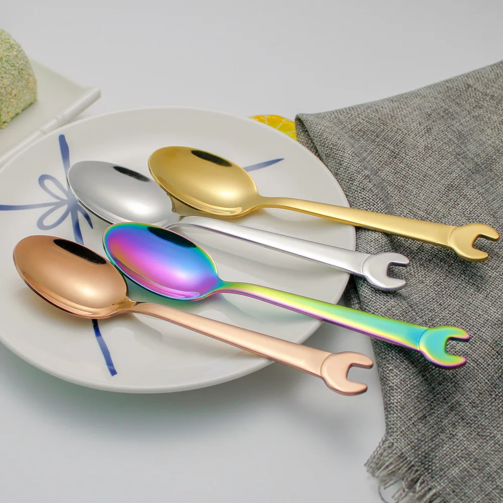 Палочки WOWCC из нержавеющей стали в форме гаечного ключа вилка обеденная ложка