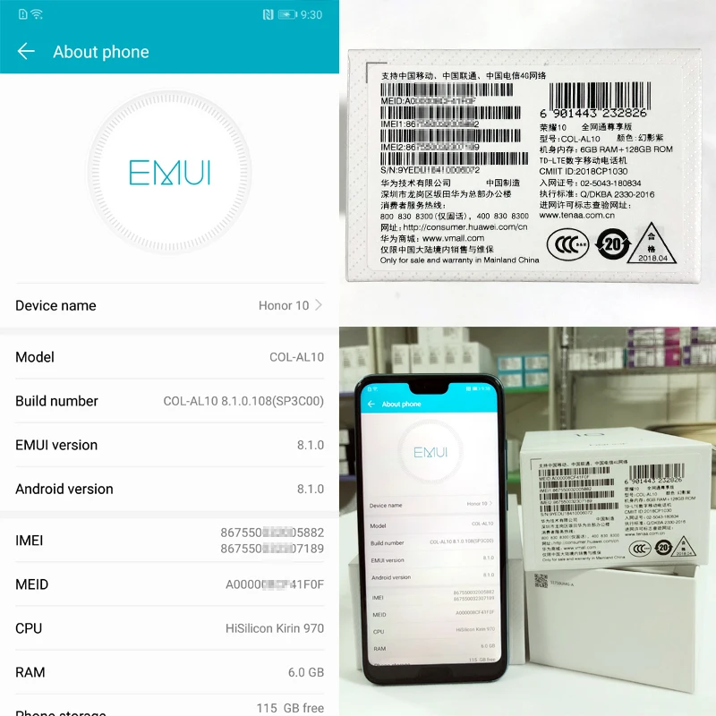 Смартфон huawei Honor 10 6 ГБ 128 NFC мобильный телефон Изогнутые стекло Android 8 1 OctaCore