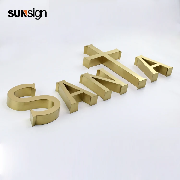 Brushed Golden Color Stainless Steel Letter Sign for Company name Letters Room Name letter Sign