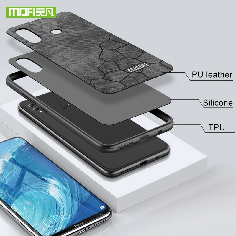 Чехол для huawei honor 8x чехол max силиконовый холст искусственная кожа роскошный Mofi