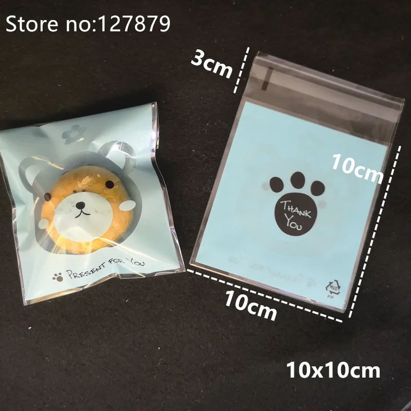 Blue bear 50 шт 10X10 см милый мультфильм Животные Пластик сумка Свадебные Cookie подарочная упаковка для конфет сумки DIY Self клейкий мешочек вечерние сувениры - Цвет: Blue bear