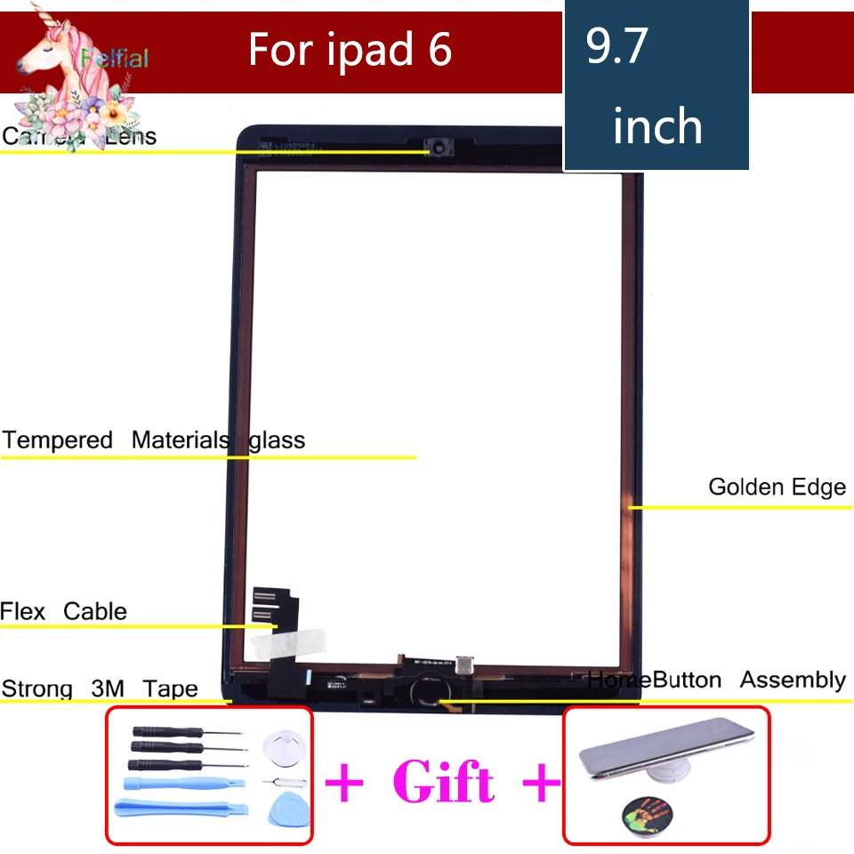 Original For Apple iPad 2 3 4 5 6 ipad Air 1 Touch Screen with Home Button and Adhesive Digitizer Front Glass Replacement | Компьютеры и