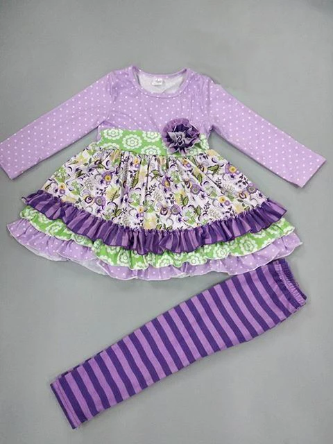 2GK811-871 CONICE NINI/Новое поступление; модная брендовая одежда для маленьких девочек; фиолетовые штаны в полоску с оборками; Изысканные Dress2GK811-871 с принтом - Цвет: 2GK811-871
