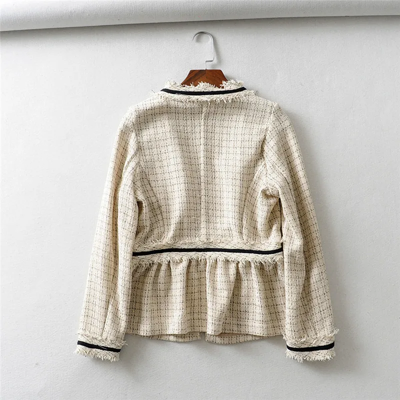 2020 Spring Summer New Korean style Twill Thin long sleeve Loose Ruffled Cardigan Short Jacket Tassel Fashion Women Coat | Женская