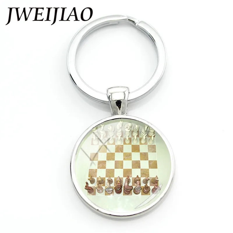 JWEIJIAO шахматный мастер брелок Chessmen glass Charms брелок для ключей с держателем международного слова коллекция для любителей шахмат на заказ - Цвет: CH30