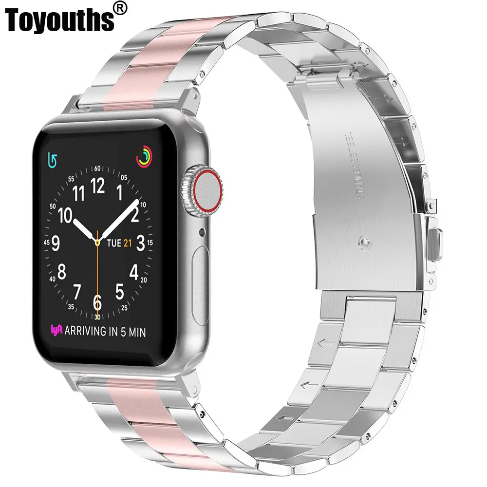 Ремешок Toyouths из нержавеющей стали для Apple Watch Band 38 мм 42 2019 металлический мужской и