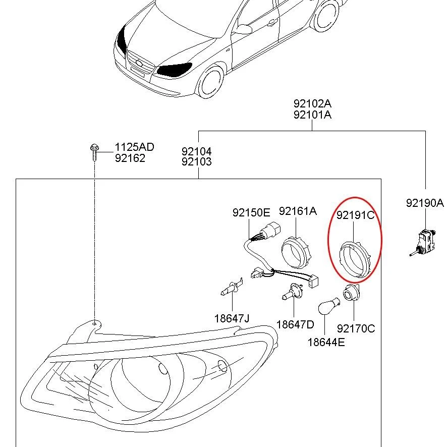 Бесплатная доставка пылезащитный колпачок для лампы 1p 2008 2009 2010 Elantra : Avante HD OEM