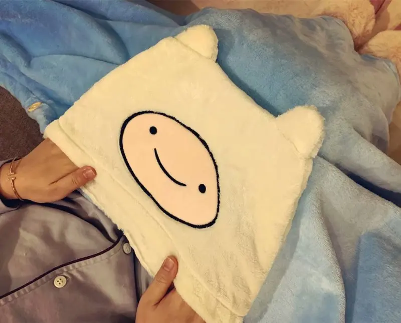 1 шт., плащ-накидка с роботом Adventure Time, мягкое маленькое плюшевое одеяло, фланелевая игрушка для отдыха в офисе, подарок для ребенка на открытом воздухе - Цвет: Синий