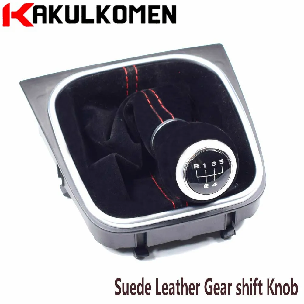 5 Speed Black Boot В комплекте 5 6 скоростей ручка переключения передач для Volkswagen VW Golf 5 6 MK5 MK6 R32 GTI 04-09 красный черный мягкий замшевый кожаный - Название цвета: 5 Speed Black Boot