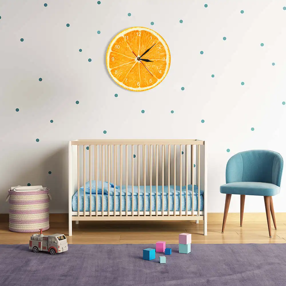 Часы настенные желтые лимонные украшение для кухни в стиле модерн с тропическими