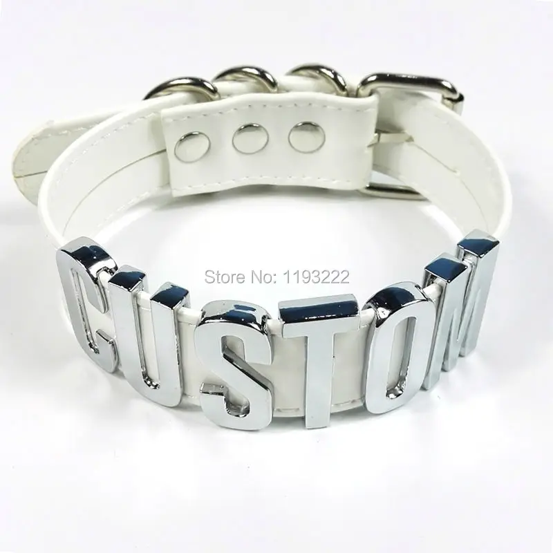 Колье-чокер с надписью 100% ручная работа ошейник 35 мм серебро широкий чокер