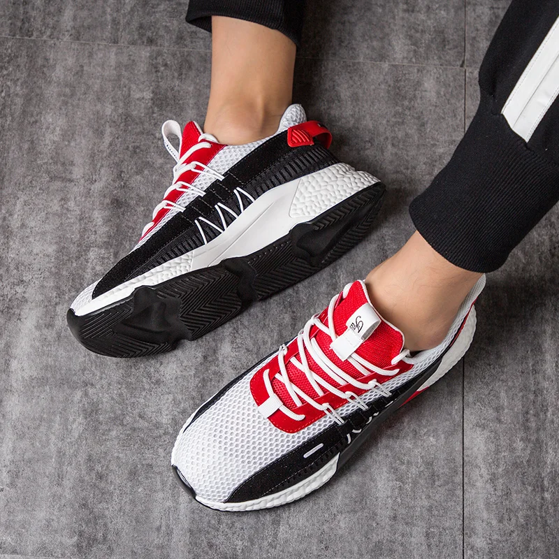 Модные кроссовки на платформе; тканая обувь для мужчин; Повседневная дышащая мужская обувь из сетчатого материала; Tenis Masculino zapatillas hombre
