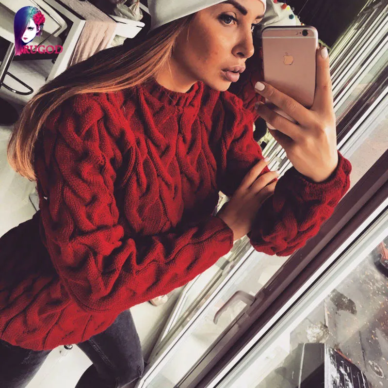 RUGOD Solid Women Sweaters And Pullovers Loose Knitted Pullover Female Tops Spring&ampAutumn Long Sleeve Jumper Sweater pull femme | Женская