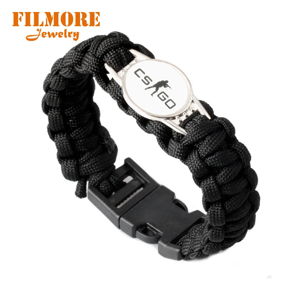 

Hot Game CS GO Logo Charm Bracelet Counter Strike CSGO Punk Jewelry DIY Handmade Braided Bangle Men Women Gift for Fans Chaveiro