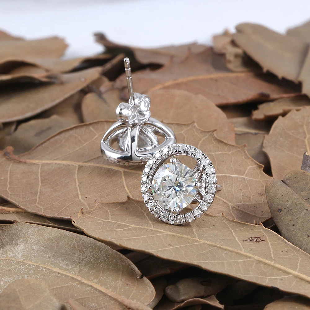 Серьги DovEggs 10K из белого золота 6 5 CTW 925 мм цвет GH серьги гвоздики с муассанитом