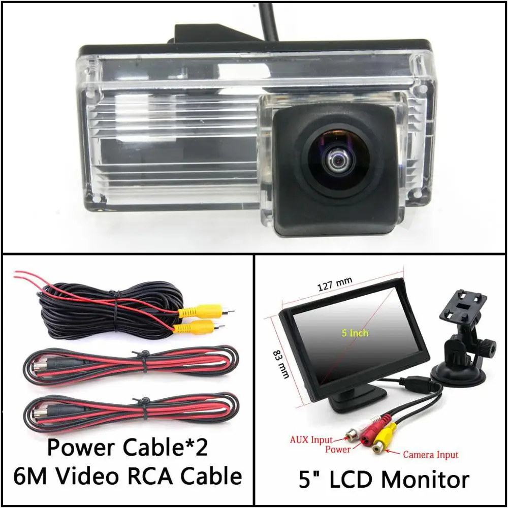 Cam Add 5 inch LCD 175 градусов HD камера заднего вида для Toyota eiz Land Cruiser 120 Prado LC100 LC200 монитор парковки водонепроницаемый - Название цвета: Cam Add 5 inch LCD