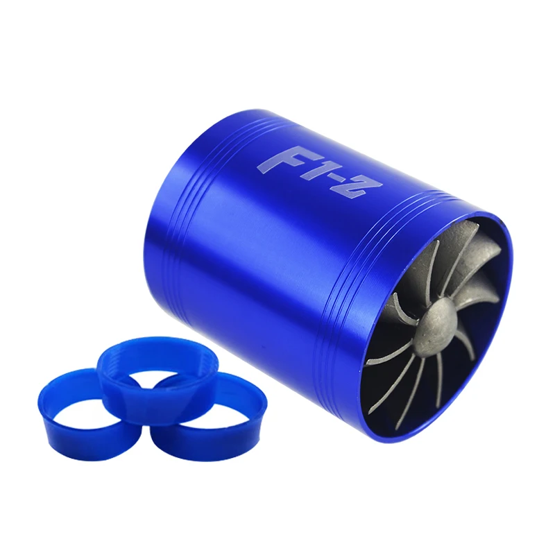 BLUE FAN BLUE RUBBER Hypertune-F1-Z, двойной турбинный турбонагнетатель, воздухозаборник, газ, экономия топлива, вентилятор, автомобильное супер зарядное устройство, HT-FSD11 - Цвет: BLUE FAN BLUE RUBBER