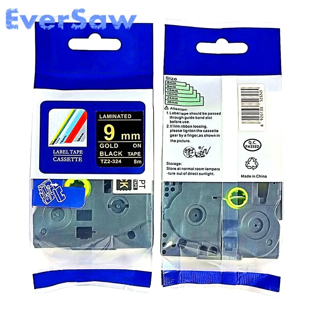 5PK p touch 9 мм TZe 324 tz золотой на черном совместимый TZ принтер для печати этикеток