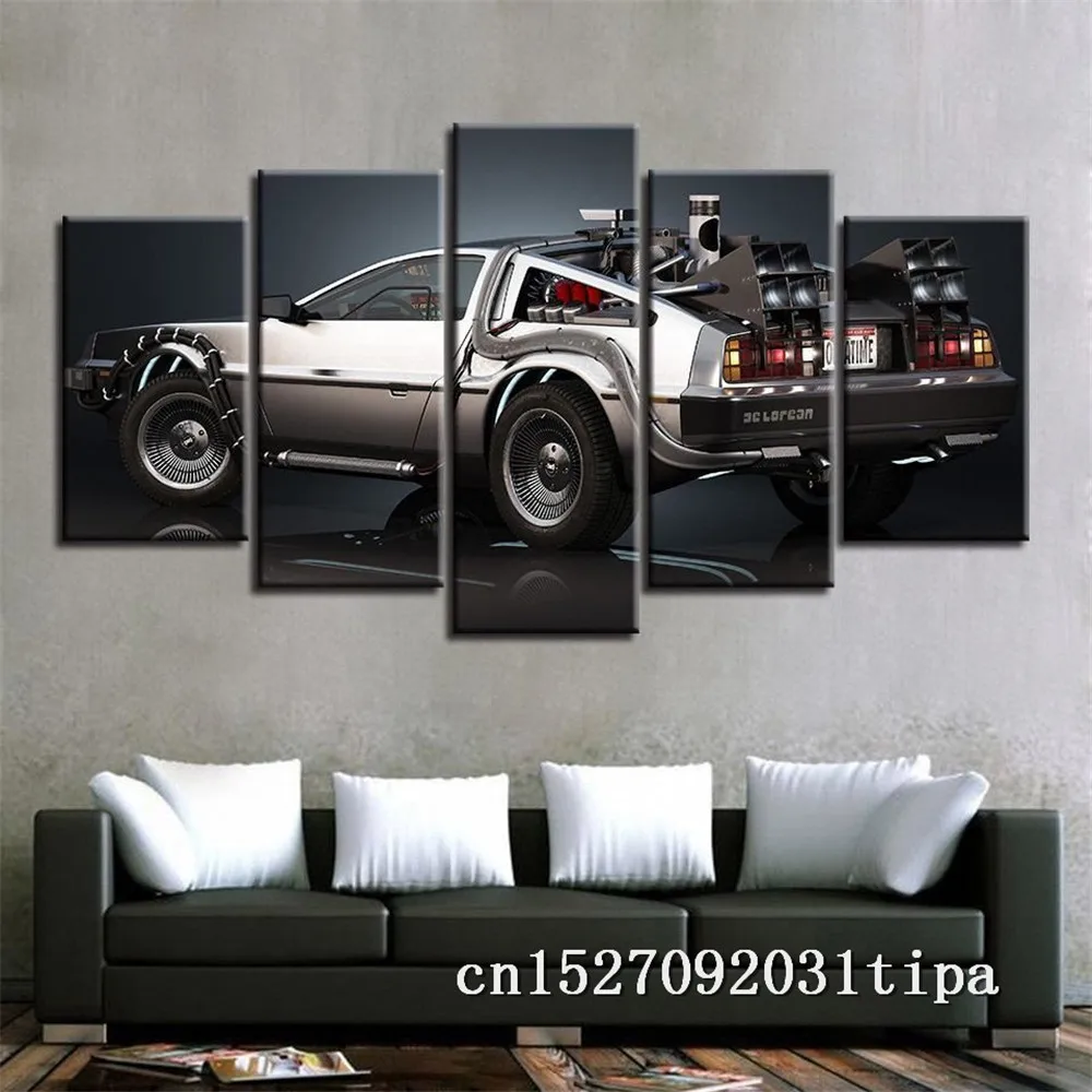 Back To The Future автомобиля 5 Панель Абстрактная живопись украшение на стену маслом