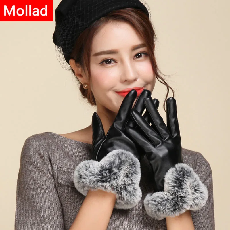 Mollad 2018 теплые и Элегантные Перчатки из искусственной кожи с искусственным