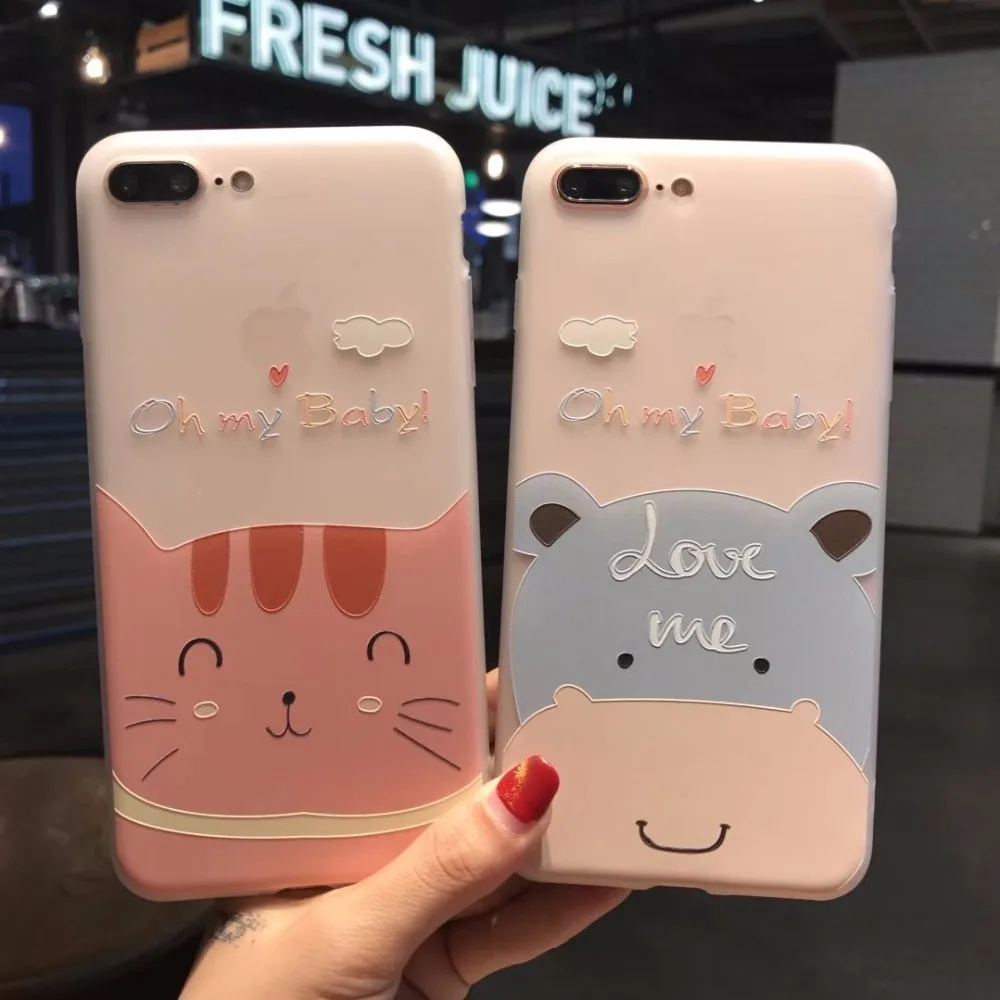 Чехол BUNA для iphone 7 карамельный цвет Розовая кошка корона пантера мягкий