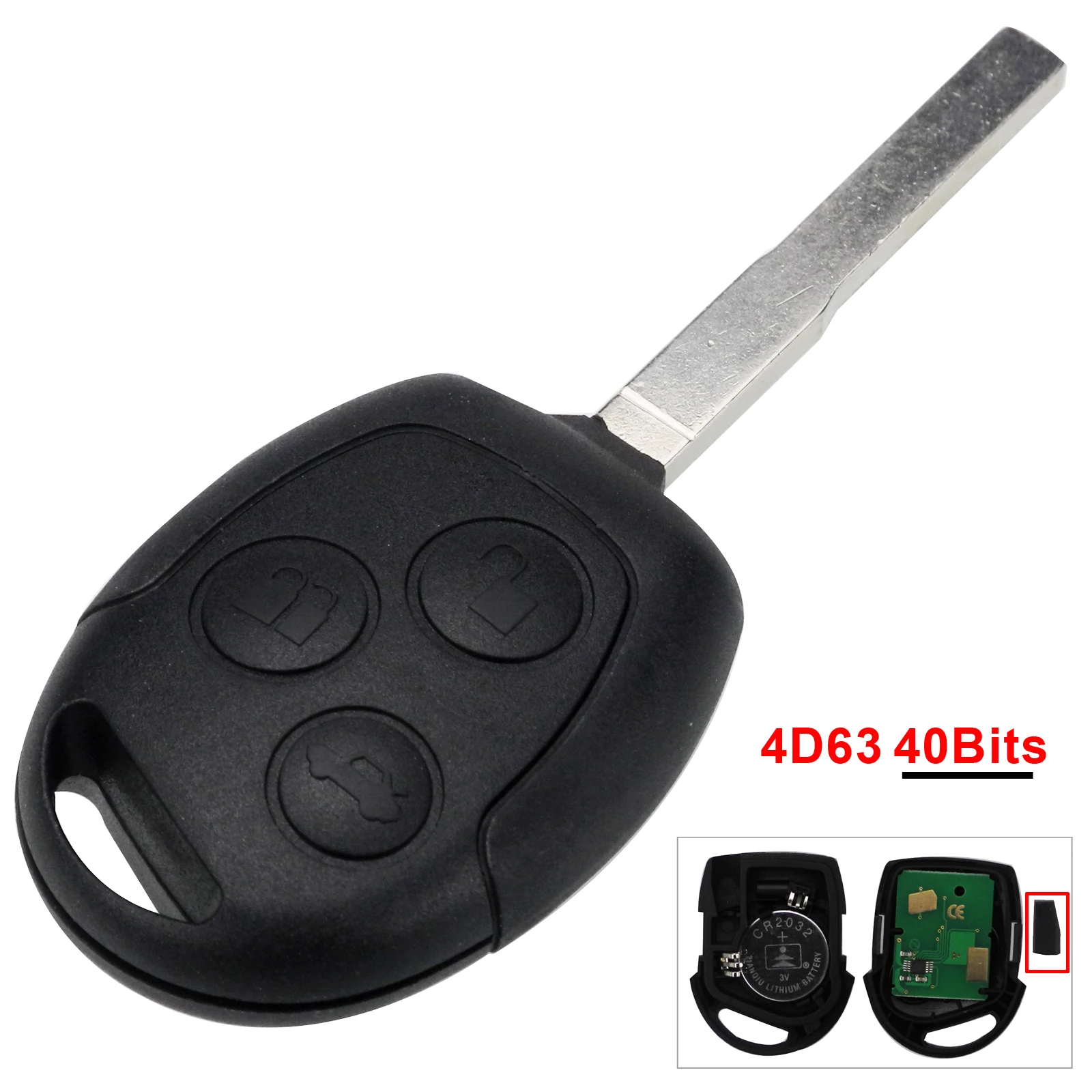 ID63 40 bit Jingyuqin 3 кнопки дистанционного ключа автомобиля 315/433 МГц для Ford Focus Fiesta Fusion C-Max Mondeo Galaxy C-Max S-Max ID60 4D63 чип - Цвет: ID63 40 bit
