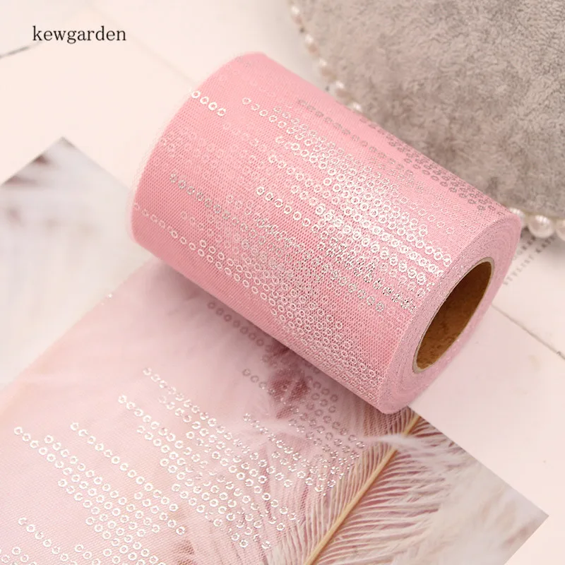 Kewgarden платье из газовой ткани с пайетками и ленты из вуали 6 см/10 см; обувь «сделай сам» и бантом аксессуары вручную изготовленная лента упаковки кружевное полотно(до 20-ти метров - Цвет: Розовый