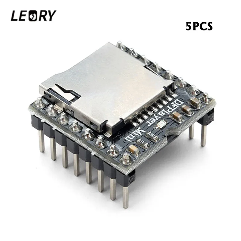 LEORY 5 шт. DFPlayer мини MP3 плеер модуль для Arduino 24-битный ЦАП Выход голосовой модуль Поддержка MP3/WAV/WMA TF usb-флеш-накопитель