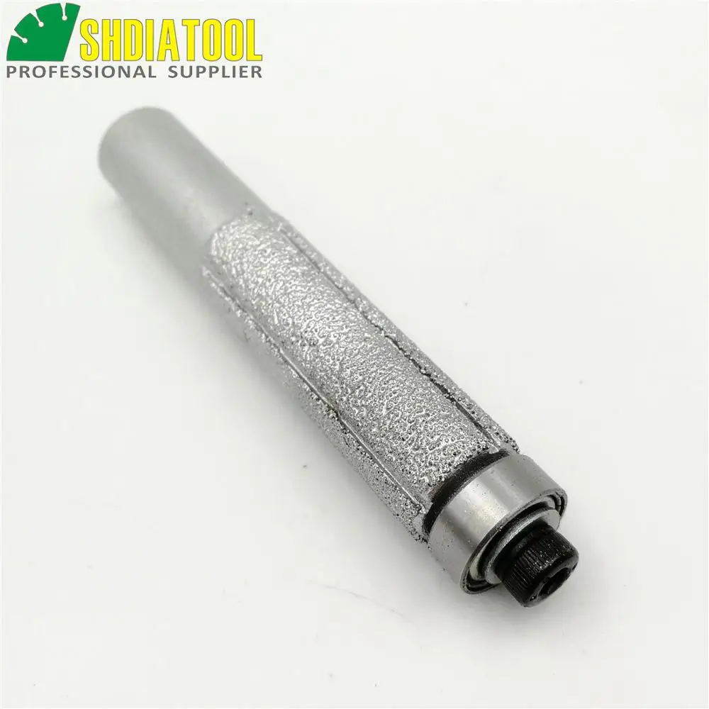 SHDIATOOL (No.2) 2PK Straight Cutter With Bear Vacuum Brazed Diamond Router Bits 1/2&quot Shank Granite Marble edge profiling |