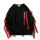 Пуловер в стиле хип-хоп с лентами и круглым вырезом, модная уличная одежда, 2019, LBZ46