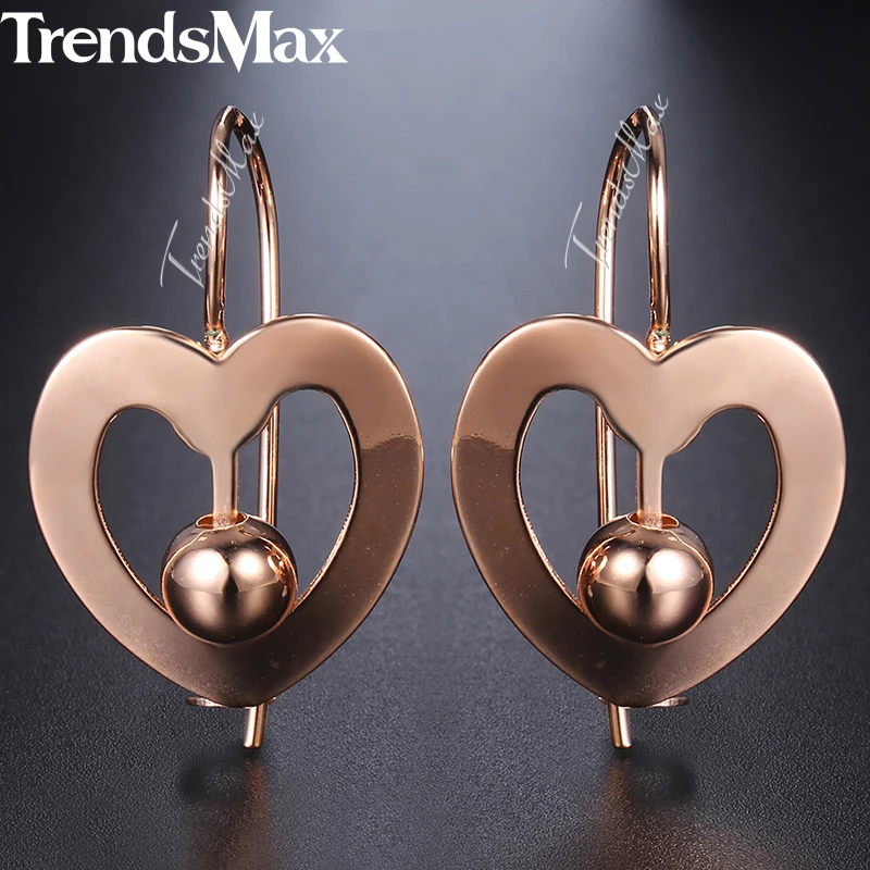 Trendsmax Вырезать сердце мяч серьги из бисера для Для женщин девочек 585 розовое