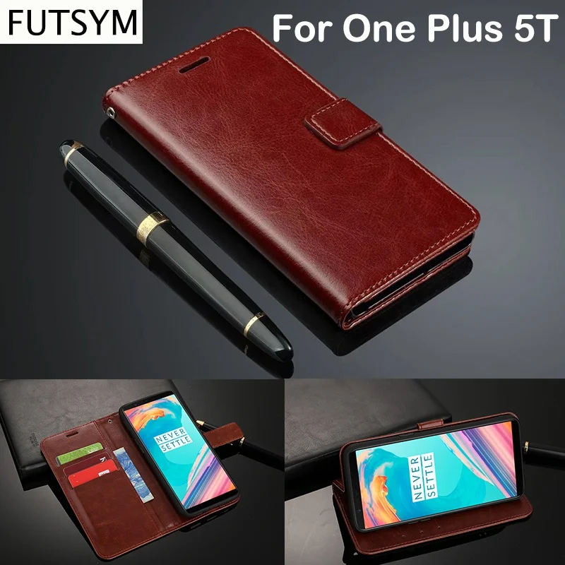 Тонкий флип кошелек чехол для телефона One Plus 5 T кожаный держатель карт роскошный