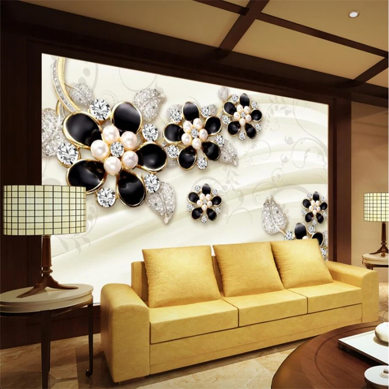 

beibehang Custom Wallpaper 3D Relief Jewelry Flower Flower Wall paper Living Room TV Background Home Decoration